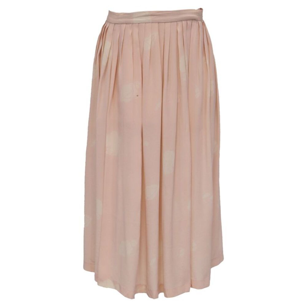 Dior Floral-Print Pleated Midi Skirt in Pink Silk